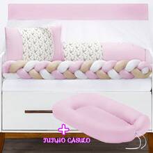 Baby Magic Island Kit Protetores Berço+ Ninho Bebê Casulo Menina Jardim Floral-7 peças