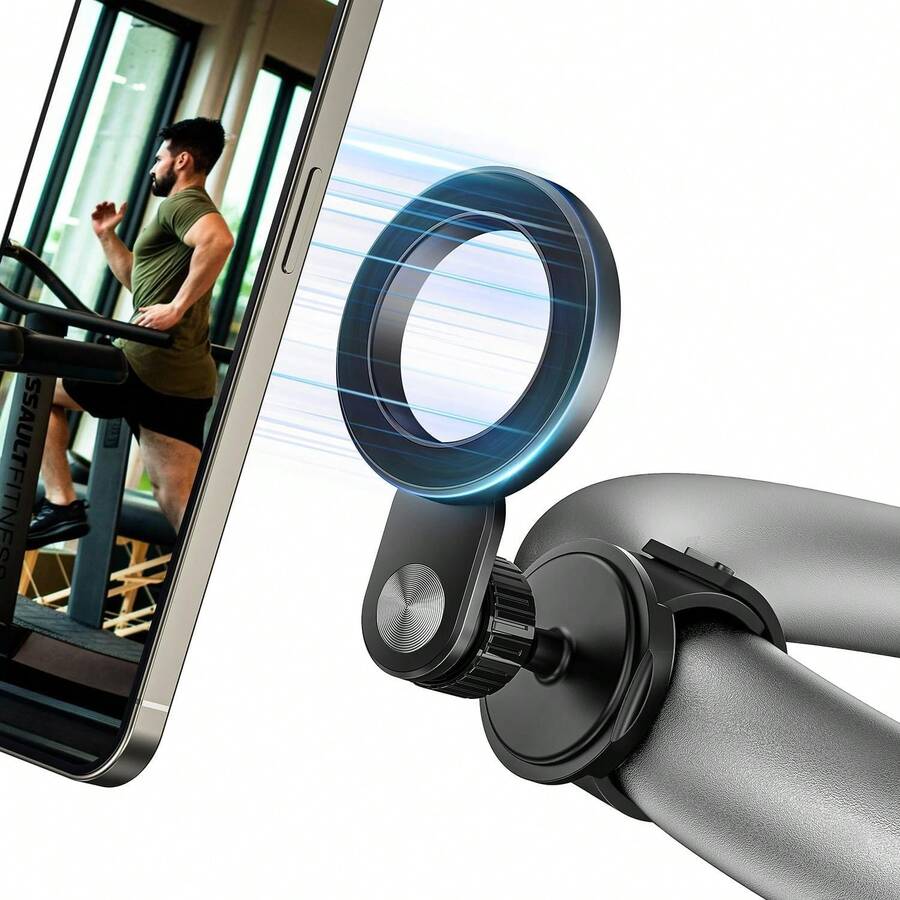 Adjustable Strap  Bar Phone Mount For Peloton Treadmill, Exercise/Stationary Bikes, , Shopping Cart, Fits 0.5-1.5" Handlebars, 17   Gym Phone Holder For  Magsafe