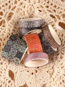 12 rollos/caja de cinta washi, diseños florales vintage, estampados ordenados, se puede usar para creaciones únicas de diarios, elaboración de diarios con estilo vintage, creación de bordes para fotos, adecuado como regalo para amantes de la artesanía hecha a mano, estudiantes y trabajadores de oficina para regalos cotidianos, regalos de cumpleaños