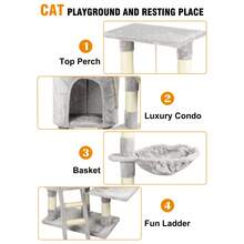 U'King 95Cm/112Cm Cat Tree, Small And Medium Cat Condos, Cat Climbing Tower With Grab Posts, Platforms,  Pompom And Sisal Rope Beige/Brown/Gray For Cat Fun, Relaxation, And Paw Care - 95cm Gray - View 7