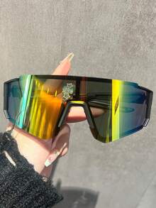 1 件/3 件/5 件男士大框运动有色镜片时尚无框骑行护目镜，驾驶运动眼镜带变色镜片，适合户外旅行 - 紅色 - 查看 5