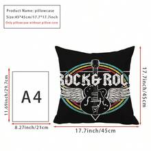 1 pieza, Funda de almohada de doble cara vintage de poliéster resistente con diseño de rock y música, para decoración del hogar, para amantes de la música, uso diario, solo la funda.