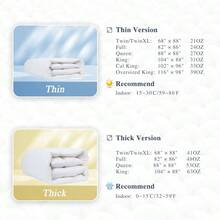 Comforter Duvet Insert Size White Down Filling Cotton All Season Hypoallergenic Warm Breathable Noiseless Washable With Corner Taps - 加州加大雙人床+白色/薄款 - 查看 2