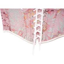 Women's Waist Cincher Bustier Boned Corset With  Design In 2025 - Pink Chrysanthemum - View 7