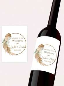 1/3/5pcs Customized Reed Grass Pattern Wine Bottle Packaging Stickers, Customized Labels, Can Print Any Text, Suitable For Various Occasions, Personalized Birthday Labels, Fashionable, Colorful, Cute, Charming, Minimalist, Holiday, Christmas Gift, Christmas Decoration, Personalized Gift - Multicolor - View 8
