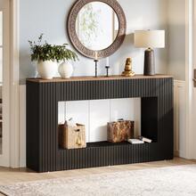 Tribesigns Modern Console Table, 55-Inch Wood Entryway Table With Storage, Narrow Long Sofa Table Behind Couch Table For Living Room, Foyer, Hallway, Black - Walnut & Black - View 14