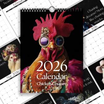 1pc 2026 Funny Chicken Wall Calendar, Confident Quotes Monthly Planner, 12 Cute Chicken Illustrations, Chicken Themed Home Decor Wall Calendar, Unique Gift For Chicken Lovers, Christmas/New Year Gift