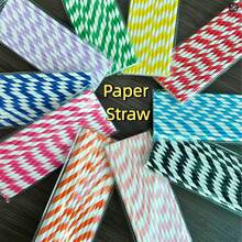 25 Striped Paper Straws, Diameter 6mm/0.24in, Length 197mm/7.75in, Available In Ten Colors, Suitable For Various Drinks Such As Cocktails, Iced Coffee, Soda Water, Lemon Tea, Etc. It Is Also An Ideal Daily And Decorative Item For Parties, Weddings, Bars, Cocktail Parties, Business, Camping, Kitchens, Homes, And Restaurants - Multicolor - View 1