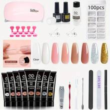 Poly Extension Gel Nail Kit 6 Colors With 8 W Nail Lamp Nude Clear Pink Gel Kit Nude Glitter Complete Starter Tools For Beginner At Home For Women, Poly Gel Nail Kit, Nail Art, Nail Kit For Beginners, Nail Gel Kit, Beginner Nail Art - 彩色 - 查看 1