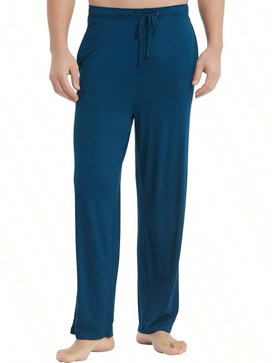 Mens Pajama Pants - Viscose Made From Bamboo, Soft Sleep Pants Comfy Drawstring Lounge Bottom With Pockets Sweatpantshalloween - Ink Blue - View 1