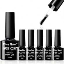 6 Unidades de Base Coat para Uñas 10ml - Base Semi Permanente de Fijación Profunda y Larga Duración - Albaricoque - Ver 1