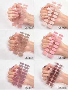 48/96/128/192片装多巴胺美甲贴纸套装，包含粉色、黑色、白色、红色、蓝色、绿色等多种颜色，闪光美甲贴纸，DIY全套美甲贴纸，按压式美甲贴纸，渐变闪光美甲贴纸，持久耐用，适合日常、圣诞节、新年、派对等场合，快速轻松地打造美丽惊艳的美甲造型。（注意：本产品不适用于UV固化） - 彩色 - 查看 51