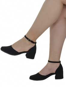 Women's Pumps Square Toe Mary Jane Doll Shekinah Evangelical Fashion Skirt And Blouse Christmas Fashion Casual PVC Buckle Party 2025 - 黑色 - 查看 1