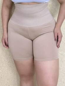 Cinta Short Plus Size Modeladora - Bermuda de Compressão Cós Alto - Bege - Visão 1