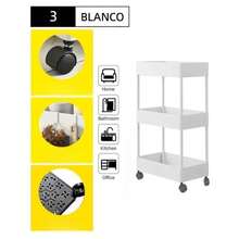 Carrito Organizador de 3 Niveles: Mueble Auxiliar con Ruedas para la Organización de Maquillaje, Skincare, Perfumes, Libros o Artículos de Oficina. - Blanco - Ver 3