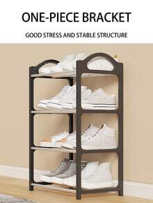 4-Tier Black & White Shoe Rack, Simple Home/Dorm Use Storage Organizer, High Capacity Multi-Layer Assembled Creative Shoe Shelf - Multicolor - View 7
