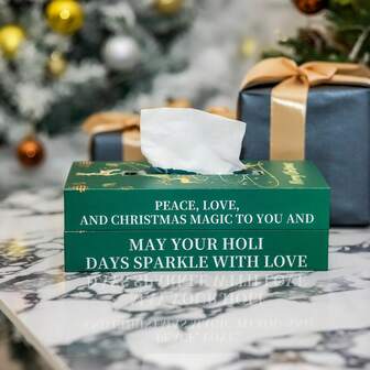 Christmas Decarations Rectangular Tissue Box Lid Decorative Book-Style Tissue Holder For Short Tissue Box Unique Coffee Table Decoration, Large Tissue Box For Home Or Office