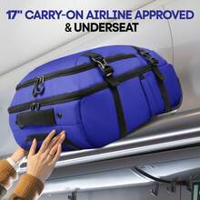 17 Inch Underseat Carry On Luggage Airplane Approved Water-Resistant Small Softside Rolling Suitcase Lightweight Personal Item Travel Duffle Bags - Màu xanh lam - Xem 4