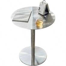 FENOKD Round Stainless Steel Top Bar Table for Bistros and Pubs Slim Side Compact Accent Table for Coffee Cocktails and Living Room Décor One Color 50x50x95cm - Un color - Ver 1