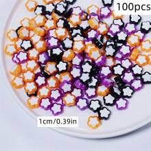 100/200pcs 8mm Acrylic Beads, Center Beads, Love Beads, Orange, Black, Purple, Halloween Holiday Beads, Party Decoration Beads, DIY Accessory Beads, Can Be Made Into Bracelets, Bracelets, Bracelets, Phone Chains, Decoration Beads