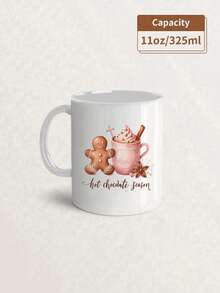 1pc Reindeer & Secret Santa 11oz Ceramic Mug - Double-Sided Design, Christmas Mug For Coffee, Tea, Hot Chocolate, Festive Gingerbread, Candy Cane & Snowflake Pattern,Reusable, Perfect Christmas Gift For Everyone, Winter Coffee Cups,Suitable For Hot Or Cold Drinks,Valentines Day Gifts,Friends Anniversary Festival,Party,Wedding