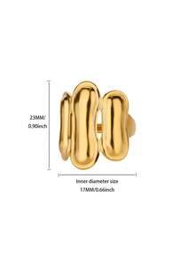 1Pc Exquisite Personalized Open Rings For Women Gold Color Stainless Steel Geometric Splicing Rings Suitable For Daily Wear