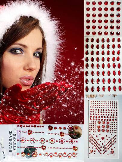 4 ورقات مجموعة ملصقات الوجه والشعر المرصعة بالراين للكريسماس، تشمل ألماس دائري، ألماس عين الحصان، ألماس قطرة ماء، ألماس بشكل قلب، وألماس فراشة. مع ظهر لاصق ذاتي، يمكن استخدامها لإنشاء مكياج عيد الميلاد، إكسسوارات الشعر، الحرف اليدوية، ديكورات DIY، وما إلى ذلك. مناسبة لعيد الميلاد، الحفلات، عيد الحب، فساتين الرقص، المواعيد، مهرجانات الموسيقى، ديكورات الكرنفال، فساتين المسرح.