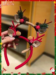 2pcs Women's Christmas Reindeer Antler Headband, Sweet & Cute Style, Female Hair Accessory, Christmas Hair Decoration, Suitable For Holiday Parties, Christmas Costume Accessory, Winter Female Accessory, Christmas Gift, Winter Hair Accessory, Beauty, Hair Band Hair Hoop ,Hairband For Women - Multicolor - View 5