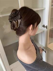 1个复古优雅格纹三角发夹，马尾辫盘发配饰，适合各种造型、海滩度假、日常佩戴，波西米亚风女士发夹，休闲发饰，优雅发夹 - 彩色 - 查看 4