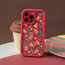 Funda navideña para phone 17 Pro Max con estampado de hombre de jengibre, reno, copos de nieve y Papá Noel. Bordes altos, resistente a caídas y golpes. Compatible con phone 17 Pro, 17 Pro Max, 17 Pro Max, 17 Pro Max, 17 Pro Max, 16 Pro Max, 16 Plus, 16, 15, 14, 13, 12, 11, XS, XS, XR, S22 Plus, S23 Ultra, S24 FE y S25. Diseño bonito y elegante. Halloween, San Valentín o regalos. - Blanco - Ver 5