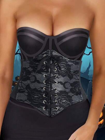 1 قطعة حزام خصر من النمط الجوتي الداكن للنساء، موضة متعددة الاستخدامات مناسبة لحفلة هالوين أو ملابس اليومية