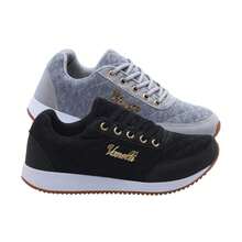 Kit 2 Pairs Women's Tennis Shoes Training Gym Walking Running Casual Comfortable Sporty Lightweight - 黑灰色 - 查看 11