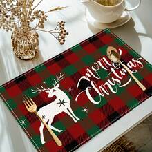 Set de 1/4/6 piese de șervețele imprimate cu tematică de Crăciun, imprimeu modern din fibră de poliester pentru bucătărie/masă, potrivit pentru decorarea de Crăciun în restaurante și bucătării.