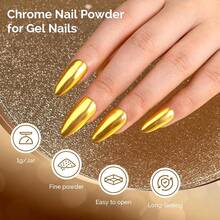 MelodySusie 2Pcs Chrome Nail Powder For Gel Nails,Metallic Mirror Effect Pigment Stylish And Technological Fine Glitter For Home DIY Salon Use{"Color_name":"GoldandChampagneGold"} - 金色和香檳金 - 查看 3