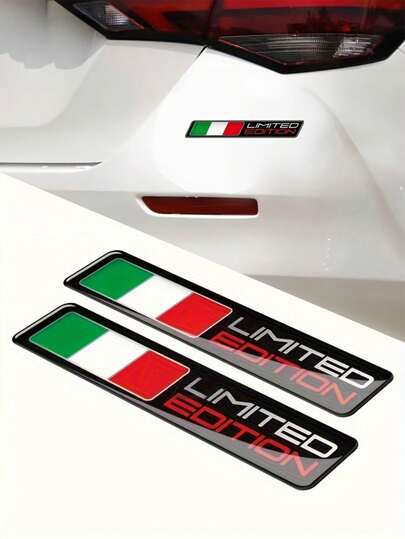 2pcs Italy Flag Stickers - Limited Edition Self-Adhesive Patches, Waterproof & UV Resistant, Suitable For Motorcycle, Car, Bicycle, Truck, Laptop, Helmet - Patriotic Auto Accessories, Must-Have For Car Enthusiasts - Easy To Peel & Stick, No Residue - Car Decor