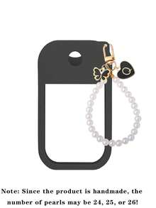 2 件 Touchland 1 盎司（30 毫升）洗手液喷雾保护套，26 朵花和字母珍珠装饰喷雾瓶标记，硅胶防摔防撞保护套，珍珠手链设计，方便旅行携带，可挂在包包、钥匙或儿童背包上，耐磨、防水、可重复使用 Touchland 洗手液喷雾保护套，旅行、郊游、礼物、万圣节礼物、圣诞节礼物 - 黑色 - 查看 31