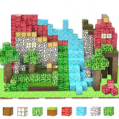 PCS Magnetic Blocks - Magnetic Building Block With Baseplate, Stacking Magnets For Kids, Sensory Toy For Toddlers STEM Learning, Birthday Gifts For 3+ Years Old Boys Girls