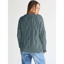 2025  Women's Oversized Cable Knit Crewneck Sweaters - 黑暗賢者 - 查看 3