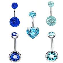 11pcs/5pcs Colorful Round Rhinestone Stainless Steel Belly Button Rings