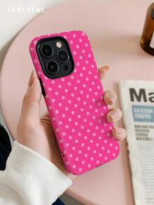 xercxerc Polka Dot Pattern Two-In-One PC TPU Hard Soft Case With Large Window, Matte & Glossy Finish For IPhone 11-17 Pro ProMax Air - Hồng - Xem 6