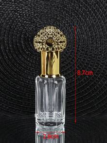 1/2 st 12 ml arabiska åttkantiga klara parfymflaskor i glas med guldfiligran-kronkork, glasdroppare + gratis 3-i-1 påfyllningsverktyg, läckagesäkra påfyllningsbara resebehållare för kosmetika, DIY-aromaterapi, heminredning och present för kvinnor och män - Genomskinlig - Visa 4