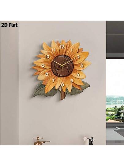 2D Flat Piece Creative Sunflower Home ation Wand Clock, Ultra Quiet Quartz Movement, No Ticking Sound, ative Painting Living Room, Bedroom Office, Stylish Klok Watch, Unique Personalized, Clear Reading Time, view 7