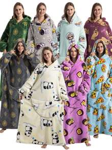 Deckenkapuze, tragbare Deckenkapuze, überdimensionierter Kapuzenpullover tragbare Decke, doppelseitige tragbare lässige Decke, tragbare Deckenkapuze für Frauen und Männer, mit Ärmeln und großer Tasche für Erwachsene, für Paar/Hauskleidung, warme Paar-Winter-Schlafdecke, Weihnachtsgeschenk, Neujahrsgeschenk - Verschiedenfarbig - Übersicht 2