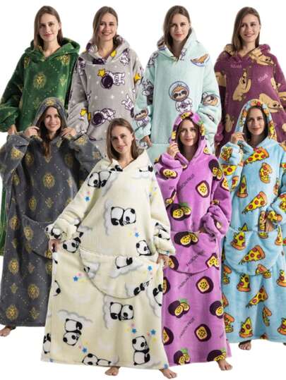 Coperta con cappuccio, coperta indossabile con cappuccio, felpa con cappuccio oversize indossabile, coperta morbida bidirezionale indossabile, coperta indossabile con cappuccio per uomo e donna, con maniche e tasca gigante per adulti, per coppie/abbigliamento da casa, coperta calda per il pisolino invernale di coppia, regalo di Natale, regalo di Capodanno