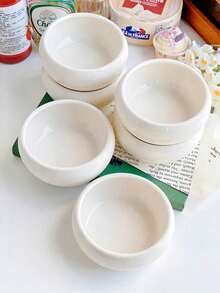 1 Piece Korean Style Ceramic Ins Small Round Bowl Plates Set, Mini Yogurt Oatmeal Bowl, Simple And Stylish Dessert/Uit Salad/Rice/Noodle Bowl, Suitable For Restaurants,Kitchen Accessories, Used To Hold Various Party, Gathering, Snack Shop, Food, Home Decoration