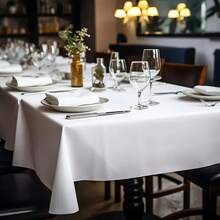 6-Pack Elegant White Polyester Tablecloth For Outdoor Parties - Rectangular Design, Perfect For Holiday Celebrations, Birthdays, Weddings