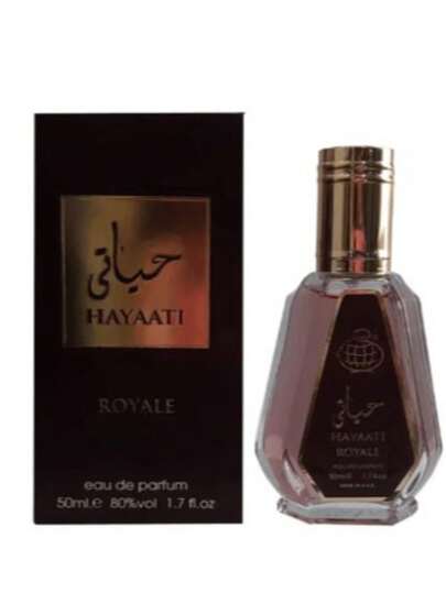 Fragrance World Hayaati Royale 50ml Mini Bottle Brown Arabic Perfume Sweet Fruity Woody EDP Dubai Fragrance Spray