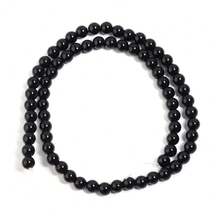 1 件黑色玻璃珠串,4/6/8/10/12 毫米,时尚休闲百搭可爱手工 DIY 散珠,适用于友谊手链、项链、珠宝、工艺品、手机和钥匙链、装饰品、批发珠子 - 黑色 - 查看 9