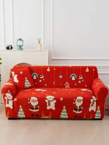 1 buc. Husă de canapea de Crăciun pentru sufragerie, imprimată, elastică, pentru canapea, potrivită pentru dormitor, canapea de exterior, protecție împotriva petelor de animale de companie, husă de pernă de canapea de 4 sezoane, pentru fotoliu reclinabil în formă de L și canapele cu 1/2/3/4 locuri, decor de toamnă pentru casă și produse de decorare de Crăciun