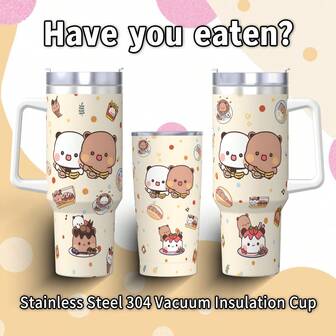 "Every Dudu Needs A Bubu!" 40oz Cute Thermal Cup - Valentine's Day/Mother's Day Present, Stainless Steel Travel Mug With Panda & Bear Print, Keeps Drinks Hot/Ice-Cold,Double Wall Vacuum, Leakproof